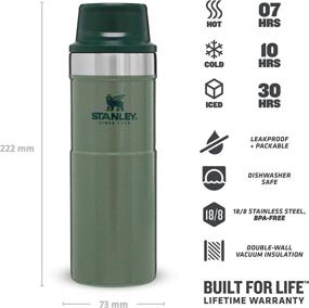 img 2 attached to 🌱 Stanley Classic Trigger Action Travel Mug: 0.47L Hammertone Green Flask - Perfect Size and Design for On-The-Go