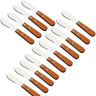 mbb wood handle butter spreader server: set of 14 stainless steel butter knives for breakfast spreads, cheese & condiments логотип