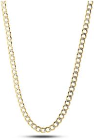 img 4 attached to 14K Yellow Gold 3.2mm, 5mm, 5.5mm Heavyweight Cuban Curb Diamond Cut Pave Chain Necklace and Bracelet