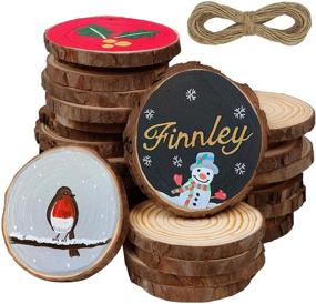 img 4 attached to ATDAWN Natural Wood Slices with Holes, 30 Pcs 3.5-4 Inches 🌲 Unfinished Wooden Circles: Perfect Craft Wood Kit for DIY Christmas Ornaments and Crafts