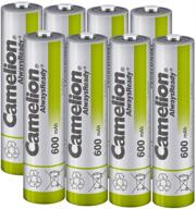 chameleon aaa nh solar rechargeable batteries 600mah (pack of 8) for solar-powered devices, solar lawn lights, solar lights, solar lamps, lawn lights | includes free battery storage box logo