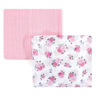 🌸 luvable friends unisex muslin cotton swaddle blanket, 2-pack floral design, one size logo