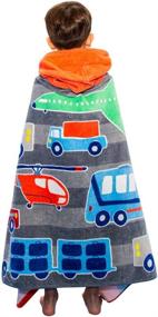img 2 attached to 🚁 Wowelife Hooded Bath Towels Helicopter: 100% Cotton Kids Bath Towel for Boys - Airplane, Truck, and Taxi Design, Ultra Soft & Super Absorbent - 30 x 60 Inch (Grey Vehicle)