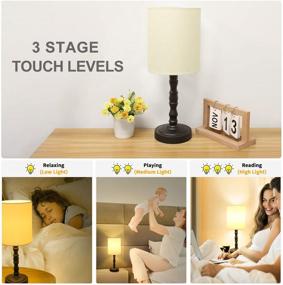 img 2 attached to 🔌 Touch Control Table Lamp Set of 2: Modern Dimmable Bedside Lamps with Beige Lampshade - Perfect for Bedroom, Living Room, Office! LED Bulb Included!