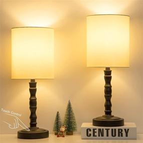 img 4 attached to 🔌 Touch Control Table Lamp Set of 2: Modern Dimmable Bedside Lamps with Beige Lampshade - Perfect for Bedroom, Living Room, Office! LED Bulb Included!