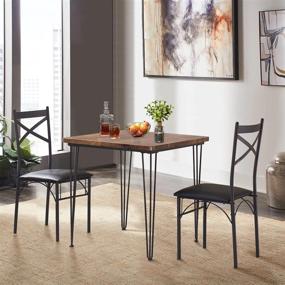 img 3 attached to 🍽️ VECELO 3-Piece Dining Room Kitchen Table and PU Cushion Chair Sets for Small Space: Includes 4 Placemats, 2, BRN