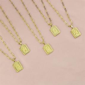 img 2 attached to 🎁 Stylish JoycuFF Gold Initial Necklace for Women - Trendy Handmade Square Pendant Necklaces with Multiple Length Options - Perfect Birthday or Christmas Stainless Steel Jewelry for Girls