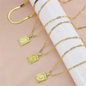 img 1 attached to 🎁 Stylish JoycuFF Gold Initial Necklace for Women - Trendy Handmade Square Pendant Necklaces with Multiple Length Options - Perfect Birthday or Christmas Stainless Steel Jewelry for Girls