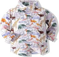 🌺 hawaiian cartoon print baby dress shirt - stylish and slim-fit long sleeve button down top for boys and girls logo