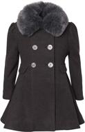 🧥 warm and stylish: cremson girls’ princess winter dress pea coat jacket with faux fur collar logo