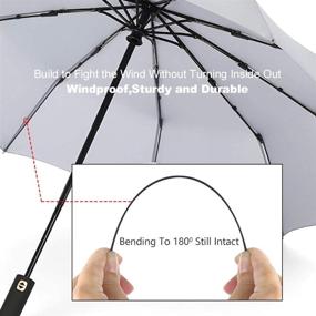 img 1 attached to JOURNOW Windproof Umbrella Coating Burgundy Umbrellas in Folding Umbrellas