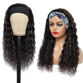 img 3 attached to 👑 Ombre Highlight P1b/27 Curly Headband Wigs for Black Women - 10A Brazilian Remy Human Hair, Glueless None Lace Front, 150% Density, 12 inch Length