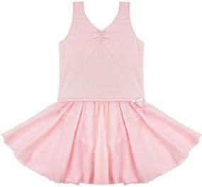 img 2 attached to 🩰 FEESHOW Girls Gymnastics Ballet Dance Tank Leotard Dress with Built-in Tutu Skirt - Basic Style