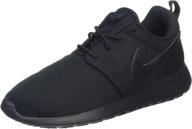 π nike roshe athletic shoes for girls in black with metallic silver accents logo