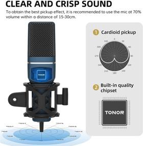 img 2 attached to 🎙️ TONOR USB Microphone TC-777 - Computer Condenser PC Gaming Mic with Tripod Stand & Pop Filter for Streaming, Podcasting, and Vocal Recording on Laptop Desktop Windows Computers