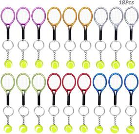 img 4 attached to 🎾 Mini Tennis Racket Keychain Key Ring Set - 18Pcs, AUHOKY Alloy Tennis Ball Split Ring, Sport Style Keychain for Sport Lovers Team Family Gift - Exquisite & Lightweight (Available in 6 Colors)