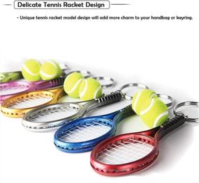 img 2 attached to 🎾 Mini Tennis Racket Keychain Key Ring Set - 18Pcs, AUHOKY Alloy Tennis Ball Split Ring, Sport Style Keychain for Sport Lovers Team Family Gift - Exquisite & Lightweight (Available in 6 Colors)