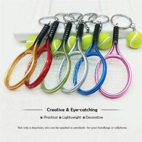 img 1 attached to 🎾 Mini Tennis Racket Keychain Key Ring Set - 18Pcs, AUHOKY Alloy Tennis Ball Split Ring, Sport Style Keychain for Sport Lovers Team Family Gift - Exquisite & Lightweight (Available in 6 Colors)