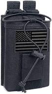 📻 black tactical radio holder - molle radio pouch case for heavy duty radios, holster bag for two ways walkie talkies with adjustable storage and 1 pack patch logo