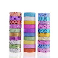 🎨 30-piece washi masking tape set: decorative craft tape collection for diy, gift wrapping, and various projects with vibrant colorful designs and patterns logo