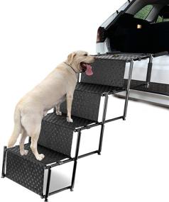 img 4 attached to 🐾 Ultimate Upgraded Pet Dog Car Step Stairs: Foldable Metal Frame Ramp for Indoor/Outdoor Use, Portable Ladder for Cars, Trucks, SUVs, Couches and Beds