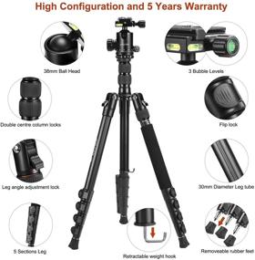 img 2 attached to 📷 81-inch JOILCAN Aluminum Camera Tripod for DSLR with Compact Travel Design, 360° Panorama Ball Head, and 2 Quick Release Plates - Folded Length 16.5 inches, Maximum Load Capacity of 25 lbs - Black