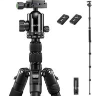 📷 81-inch joilcan aluminum camera tripod for dslr with compact travel design, 360° panorama ball head, and 2 quick release plates - folded length 16.5 inches, maximum load capacity of 25 lbs - black logo