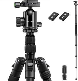 img 4 attached to 📷 81-inch JOILCAN Aluminum Camera Tripod for DSLR with Compact Travel Design, 360° Panorama Ball Head, and 2 Quick Release Plates - Folded Length 16.5 inches, Maximum Load Capacity of 25 lbs - Black
