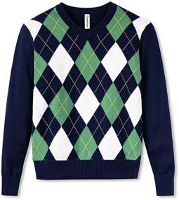 img 4 attached to 👕 BOBOYOYO Boys Cable Knit Sweater, Argyle Pullover for Size 5-14 Years, 100% Cotton