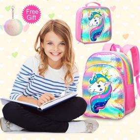 img 3 attached to 🦄 Sparkling Unicorn Backpack: Perfect Prechool Sequin Bookbag