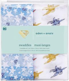 img 2 attached to 🦸 aden + anais Essentials Superhero Swaddle Blanket, Gender-Neutral Muslin Blankets, Baby Receiving Swaddles, Perfect Newborn Gifts and Infant Shower Items, Wearable Swaddling Set, 2 Pack, Superman