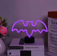 🦇 led neon sign light: purple bat shaped halloween decoration, battery or usb powered night lamp for party, living room, family room, kids room, wedding, and home décor - ideal indoor halloween lighting логотип