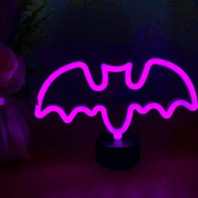 img 3 attached to 🦇 LED Neon Sign Light: Purple Bat Shaped Halloween Decoration, Battery or USB Powered Night Lamp for Party, Living Room, Family Room, Kids Room, Wedding, and Home Décor - Ideal Indoor Halloween Lighting