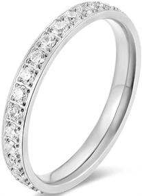 img 2 attached to 💍 Stackable Eternity Wedding Band Ring, 3mm, Stainless Steel with Cubic Zirconia Filling