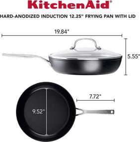 img 3 attached to KitchenAid 12.25 Inch Nonstick Fry Pan/Skillet with Lid for Induction Cooking, Hard Anodized, Matte Black