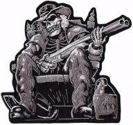 double shotgun skeleton motorcycle embroidered logo