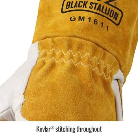 img 3 attached to 🧤 Premium Revco GM1611 Top Grain Leather Cowhide MIG Welding Gloves | Reinforced Palm & Thumb| Seamless Forefinger | Extra Protection (Large, 5" Cuff)