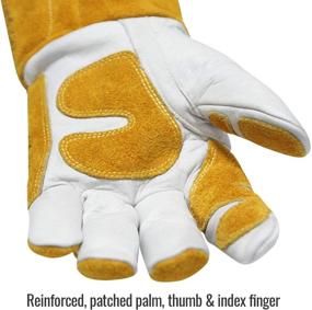 img 2 attached to 🧤 Premium Revco GM1611 Top Grain Leather Cowhide MIG Welding Gloves | Reinforced Palm & Thumb| Seamless Forefinger | Extra Protection (Large, 5" Cuff)