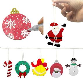 img 1 attached to 🎄 100 Pcs Unfinished Wood Ornaments DIY Kit: Wooden Christmas Crafts and Decorations with 10 Styles