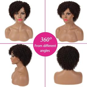 img 3 attached to MISSJAY Brazilian Afro Kinky Curly Bob Wig - Machine Made, No Lace Front - Ideal Human Hair Wig for Black Women (Black)