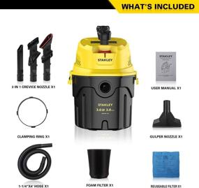 img 1 attached to 🚗 Stanley SL18910P-3 Wet/Dry Car Vacuum: Powerful 3.0 HP Portable Cleaner for 3 Gallon Capacity, Black+Yellow Design