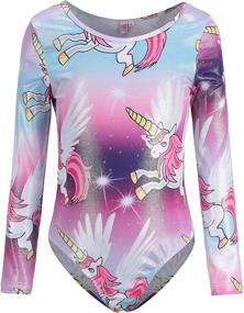 img 4 attached to 🦄 Unicorn Rainbow Sparkle: Long Sleeve Leotards for Girls' Gymnastics & Dancewear