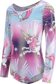 img 2 attached to 🦄 Unicorn Rainbow Sparkle: Long Sleeve Leotards for Girls' Gymnastics & Dancewear