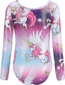 img 3 attached to 🦄 Unicorn Rainbow Sparkle: Long Sleeve Leotards for Girls' Gymnastics & Dancewear