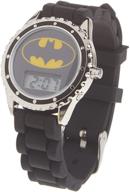 ⌚ dc comics boys' quartz rubber strap black casual watch - model bat4045: stylish & durable timepiece" logo