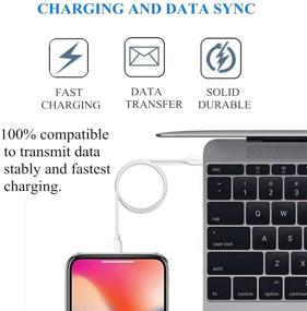 img 3 attached to 📱 Кабель Sharllen Lightning 5 штук - Быстрая зарядка, синхронизация и дополнительно длинный USB-кабель для зарядки iPhone, совместим с iPhone 11/XS/Max/XR/X/8/8P/7/7P/6/iPad/iPod - белый - (3/3/6/6/10 футов)