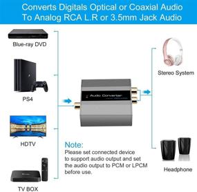 img 2 attached to 🎧 KUYIA 192KHz DAC Audio Converter Digital SPDIF Optical Coaxial to Analog 3.5mm RCA L/R Audio Adapter for PS3 PS4 Xbox Blu Ray DVD HDTV - Silver