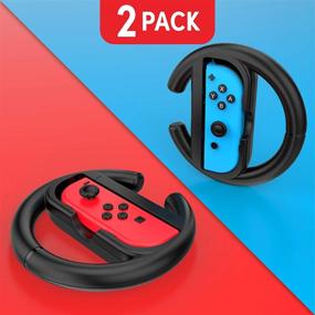 img 3 attached to 🎮 TalkWorks 2-Pack Steering Wheel Controllers for Nintendo Switch, Racing Games Joy Con Controller Grips for Mario Kart - Black