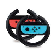 🎮 talkworks 2-pack steering wheel controllers for nintendo switch, racing games joy con controller grips for mario kart - black logo