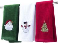 🎄 25" x 16" christmas hand towels - decorative set for bathroom and kitchen, holiday dish towels, fingertip towel - ultra soft and highly absorbent 100% cotton towel - gift set (green, white, red) logo